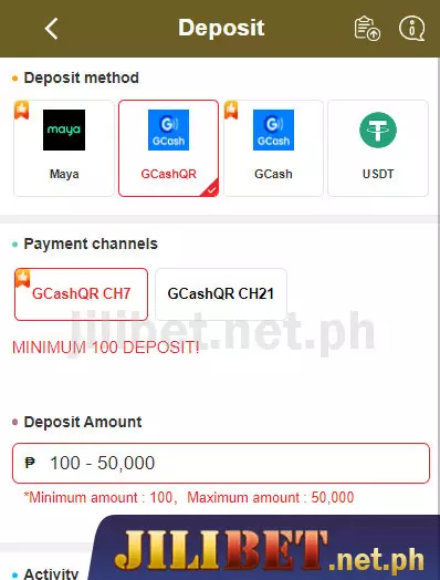 Deposit at JILIBET
